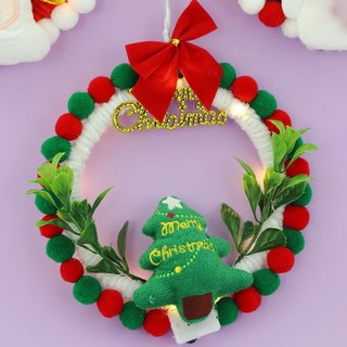 문화센터 크리스마스 참여활동 폼폼이 성탄절인형 LED 리스 만들기 원데이활동, 산타, 1개