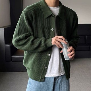 남성3컬러베이직 간절기하찌 니트카라 가디건 IS-JK18