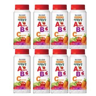파스퇴르 100%유기농 야채농장 ABC주스190ml (냉장보관), 190ml, 8개