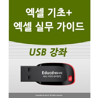 엑셀 기초 실무 가이드 usb 배우기 교육 기초 실무 USB 책 교재 보다 좋은 강좌 엑셀365 2007 2010 2018 2016 2019 모든 버전 사용가능 실무 회사 직장, 엑셀기초+엑셀실무(usb1개에 2과목 넣어드림)