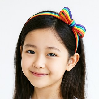 반반하니 무지개 볼륨리본 컬러 헤어밴드