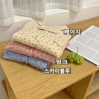 [3컬러] 부들 따숩 누빔 기모 체리 겨울 잠옷 세트 BEST