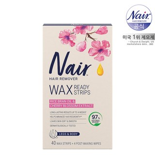 네어 민감성용 센서티브 바디 제모 왁스 스트립 팔 다리 40p + 피니싱 티슈 4p 세트, 1개