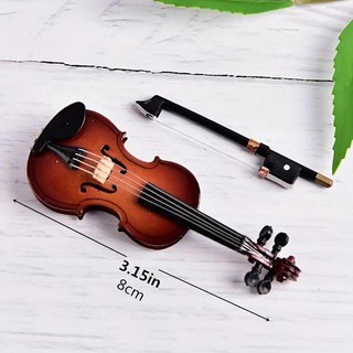 나무 미니 바이올린 스탠드 활 상자 악기 포함친구를 홈 장식 장식품, 1개, 1. 8cm violin