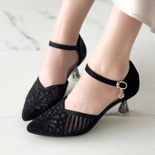 [할리샵] (529X5) 블링 메쉬 스트랩힐 6cm 167230