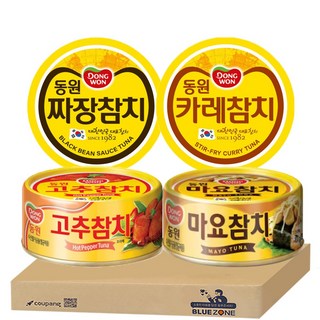 [블루존] 동원 참치 90g 4종 세트 (고추+짜장+카레+참치마요), 4개