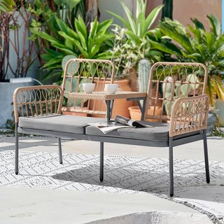 커플벤치 2인용 수지목 라탄 디자인