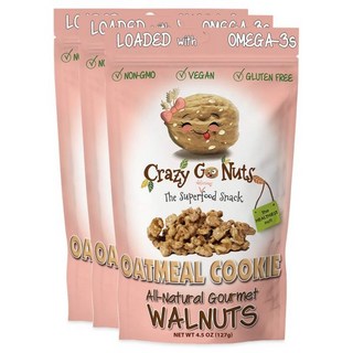 CrazyGoNuts 과자 칩 크레이지 고 너츠 월넛 바나나 4.5온스 3팩 건강 간식 비건 글루텐 프리 슈퍼푸드 비변형 ALA 오메가 3 지방산 좋은 지방 항산화제, 3개