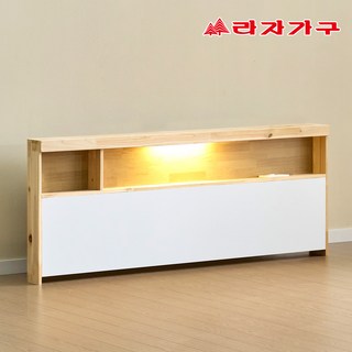 라자가구 소담 삼나무 원목 115 낮은형 LED 선반형 수납 침대 헤드 보드, 슈퍼싱글SS, 화이트