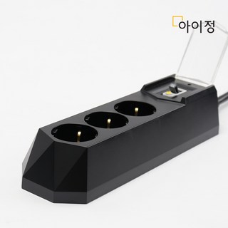 아이정 고용량 누전차단 멀티탭 3구 블랙, 1개, 7m