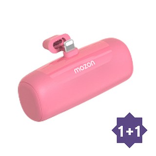 모즈온 일체형 도킹형 미니 5000mAH 보조배터리, SPE-PA5GPQ8P+SPE-PA5GPQ8P, 핑크