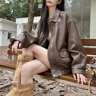 Sorpci 여성 오버핏 가죽자켓
