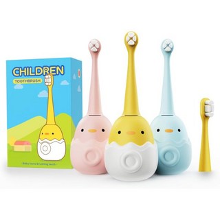 어린이 전동 충전식 칫솔 3세부터 12세까지용 - 3가지 모드 및 기억 기능 구리 무첨가 칫솔모 2개 포함 (파랑), Blue
