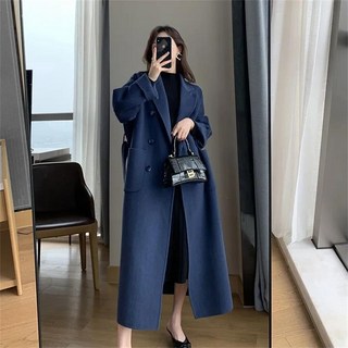 꽃소담 여자 루즈핏 모직 롱 오버코트 QQA2947