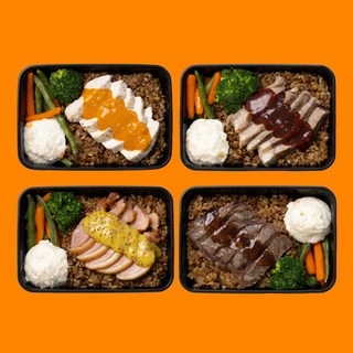 샐그램 단백식사 8팩(4종x2팩) 스테이크 냉동 도시락 통곡물밥 양많은 간편 한끼 닭가슴살 부채살 목살 오리훈제 저속노화식단, 8개, 270g