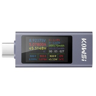 USB C 테스터 전력계 DC 430V 012A 타입C PD QC 2.0 3.0 전류 전압 용량 전화 전력 검출기 배터리 테스트 작업 시간 암미터 전압계 충전기, 1개