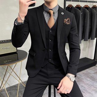 Titikong 수트 정장세트 남성정장 남자 세미 캐주얼 셋업 수트 하객룩 면접 결혼식 3랙 3피스코트+조끼+바지