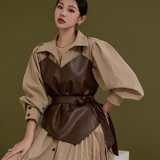 딘트 [딘트] E3123 벨트 세트 레더 언발 뷔스티에/브라운 596414