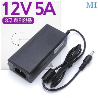 명호전자 12V 아답터 0.5A 1A 1.5A 2A 3A 3.5A 4A 5A 6A 8A 10A 12A 15A 500mA dc 어댑터, 39. 12V5A국제 6등급 (전원선 미포함), 1개