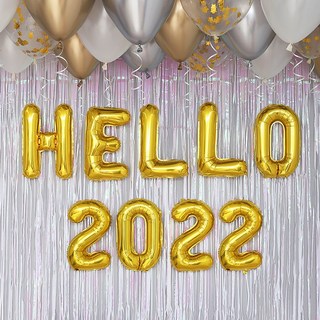 은박풍선세트 HELLO 2022 신년파티장식세트, 로즈골드톤