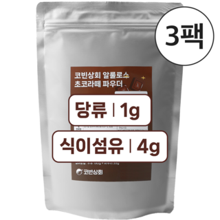 코빈 제로 알룰로스슈가 생초콜릿 라떼 저당 아이스 핫 코코아, 3개, 1개입, 500g