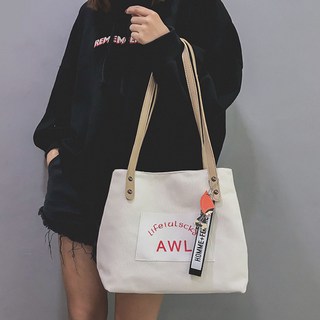 위드라온 트렌드 클래스 가죽 끈 캔버스 데일리 가방 숄더백 에코백