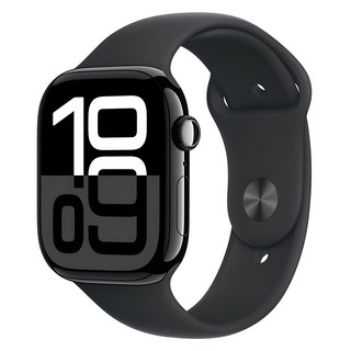 Apple 애플워치 10 GPS+Cellular, 46mm, 알루미늄, 제트 블랙 / 블랙 스포츠 밴드, M/L