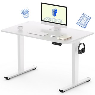 FlexiSpot 전동 모션데스크 EF1 컴퓨터책상 높이조절책상 A/S 5년 높이690-1100mm 학생책상 낮은 높이 사무실책상 게이밍책상, 화이트