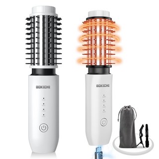 BOKICHI 모발손상 없는 휴대용 음이온 뿌리볼륨 무선 고데기 +집게핀 2개 파우치 1개 증정, 화이트