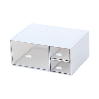 수납정리함 투명 미니서랍 책상 데스크 오거나이저 미니서랍장, 1개, 3칸, 키높이아이보리
