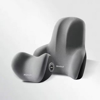 차량용 목쿠션 메모리폼 목쿠션 허리쿠션 세트, 1개, 그레이 세트