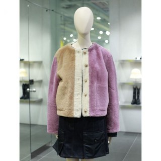 LFOAW24820CMX/BUX 럭키슈에뜨 컬러배색 무스탕 자켓