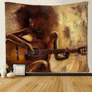 아프리카계 미국인 기타 태피스트리 히피 블랙 아트 벽걸이 연주, 150x100cm, [01] African American 1
