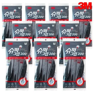 3M 슈퍼그립 200 작업 장갑 스마트폰 터치 사계절 회색, 50개, 그레이