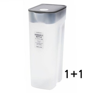 락앤락 냉장고 물병 한손에착 도어포켓 슬림 냉장고 물통, 그레이 1+1, 1.4L, 1개