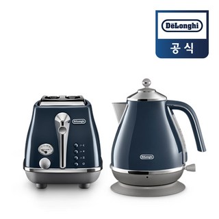 [드롱기]아이코나 캐피탈 토스터기 CTOC2003 + 전기주전자 KBOC2001(런던블루/시드니화이트), CTOC2003.BL+KBOC2001.BL(런던블루), 블루