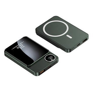15W 대용량 무선충전 보조배터리 (PD 22.5W, QC3.0, 맥세이프 호환) – 10000mAh, 그린 자석보조배터리