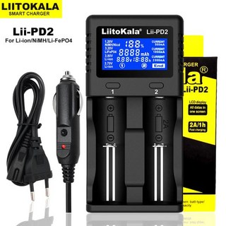 Liitokala Lii-PD2 Lii-PD4 18650 배터리 충전기 3.7V 26650 18350 16340 18500 14500 1.2V NI-MH AA AAA LCD 다기능, [02] Lii-PD2 Full set, 9) Lii-PD2 Full set