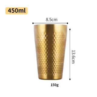 이중 스테인 벌집 하이볼 잔, 골드 450ml, 1개