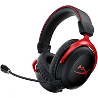 HyperX Cloud II 무선 게이밍 헤드셋 PC PS4 Switch용 최대 30시간 배터리 수명 7.1 서라운드 사운드 메모리 폼 분리형 노이즈 캔슬링 마이크 및 모니터링, Black-Red, Wireless