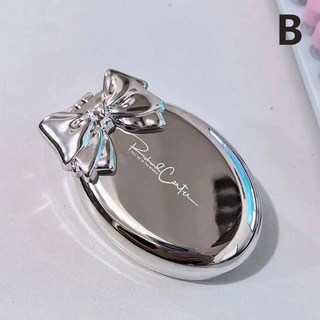 스테인리스 거울 메이크업 휴대용 미니 접이식 빗 미러 에어 쿠션 실버 도금 헤어 화장품 여행 포켓 브러시 도구 선물 2 in 1, 2)B, 1개