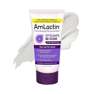 AmLactin KP Bumps Be Gone - 85g(3온스) 케라토시스 필라리스 모이스처라이징 크림 15% 젖산 함유 건조하고 거칠고 울퉁불퉁한 피부를 위한 각질 제거제, 3 Ounce (Pack of 1), 85g, 1개