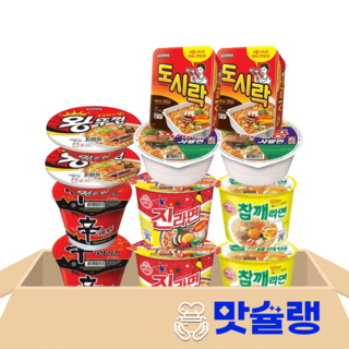 컵라면 6종 세트 왕뚜껑 2개 + 도시락 2개 + 육개장사발면 2개 + 진라면매운맛 2개 + 참깨라면 2개 + 신라면 2개, 1세트