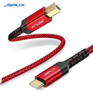 JSAUX USB C타입 to B 2.0 연결 프린터 케이블 레드, 1개, 3m