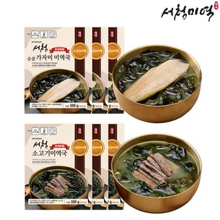 [신제품 출시] 서청 프리미엄 미역국 순살가자미+소고기] 6팩, 1세트, 500g