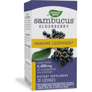 Natures Way 네이쳐스웨이 Sambucus Elderberry Lozenges Vitamin C Echinacea Zinc 30, 성인남녀공용, 캔디, 30정, 1개