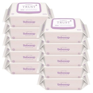 베베숲 트러스트 플러스 물티슈 캡형 엠보싱, 80매, 10개