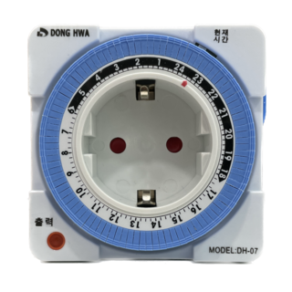 동화전자 사각형 콘센트 타이머 전기설비부자재 1구 DH-07, 1개, 7.5cm, 혼합색상
