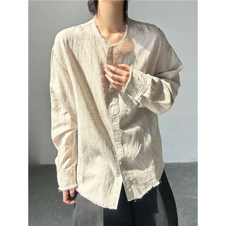 남녀공용 린넨 면 혼방 셔츠 자켓 가을 간절기 무지 루즈핏 캐주얼 오버핏 스타일 레이어드용 데일리 아우터