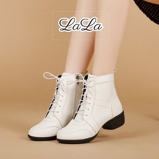 라라단스 발편한 라인댄스화 편안한 여성댄스화 하이탑 가죽 스니커즈, 화이트, 240